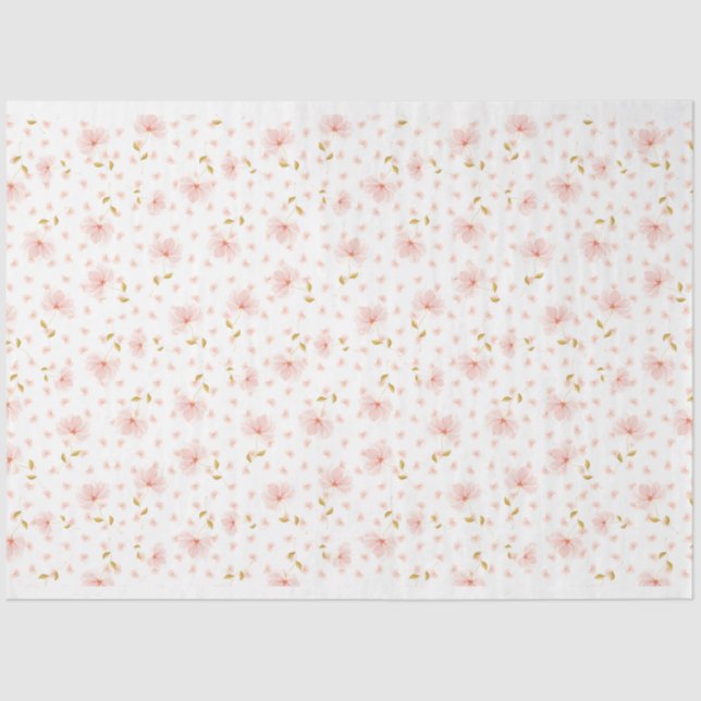 Soft Pink Flowers Petals Tissue Paper (Front)