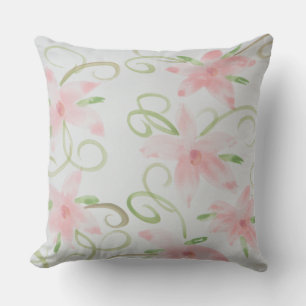 Soft Pink Flowers Throw Pillow