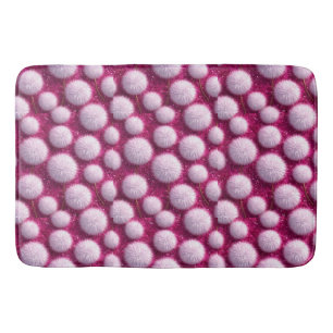 Soft Pink Fluffy Balls on Glittery Vibrant Magenta Bath Mat