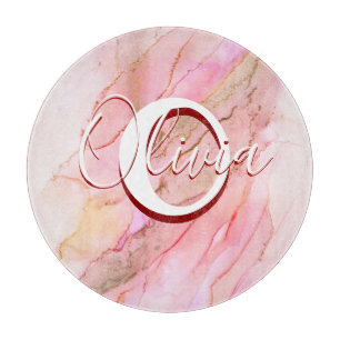 Soft Pink Fluid Alcohol Ink Cutting Board