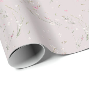Soft Pink Gaura Watercolor Floral Wrapping Paper