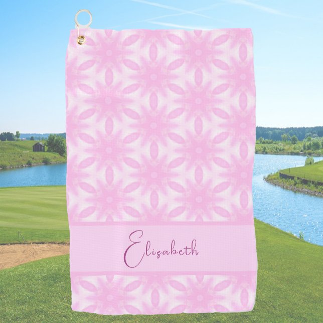 Soft Pink geometric star custom name womens Golf Towel (Creator Uploaded)
