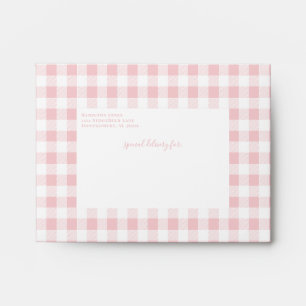 Soft Pink Gingham Check Personal Stationery Envelope