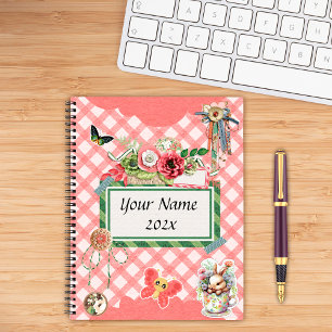 Soft Pink Gingham Cute Scrapbooking Elements Plann Planner