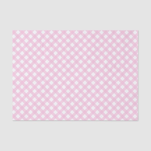 Soft Pink Gingham Pattern Tissue Paper (Front)