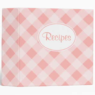 Soft Pink Gingham Recipe Binder