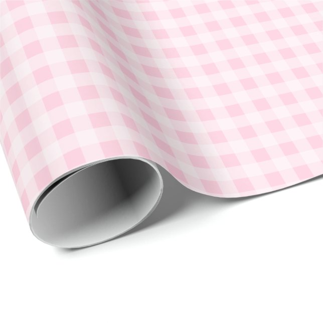 Soft Pink Gingham Wrapping Paper (Roll Corner)