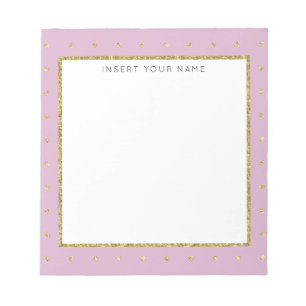 Soft Pink & Gold Personalized Notepad 5.5" x 6"