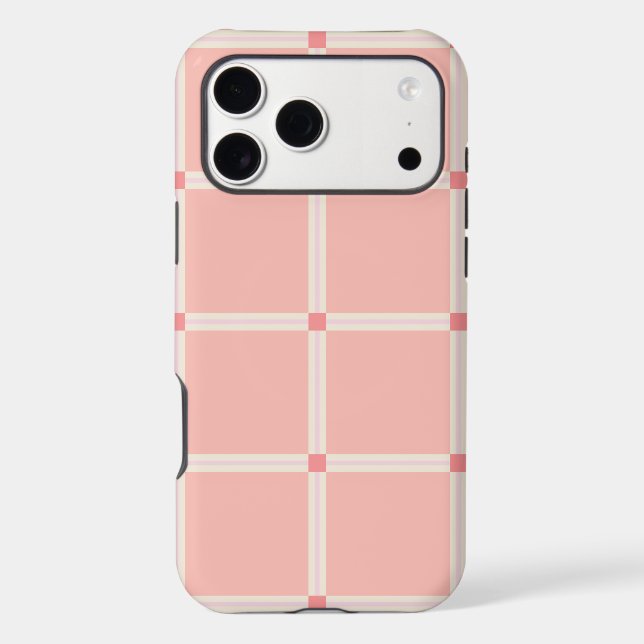 Soft Pink Grid Pattern with Coral Accent  (Verso)