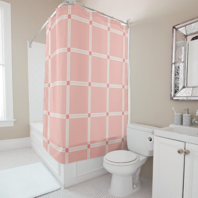 Soft Pink Grid Pattern with Coral Accent  (In Situ)