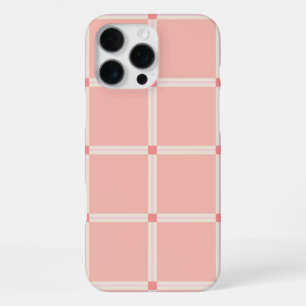 Soft Pink Grid Pattern with Coral Accent  iPhone 16 Pro Max Case