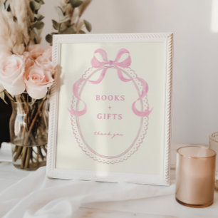 Soft Pink Hand Drawn Bow Frame Books Gifts Poster