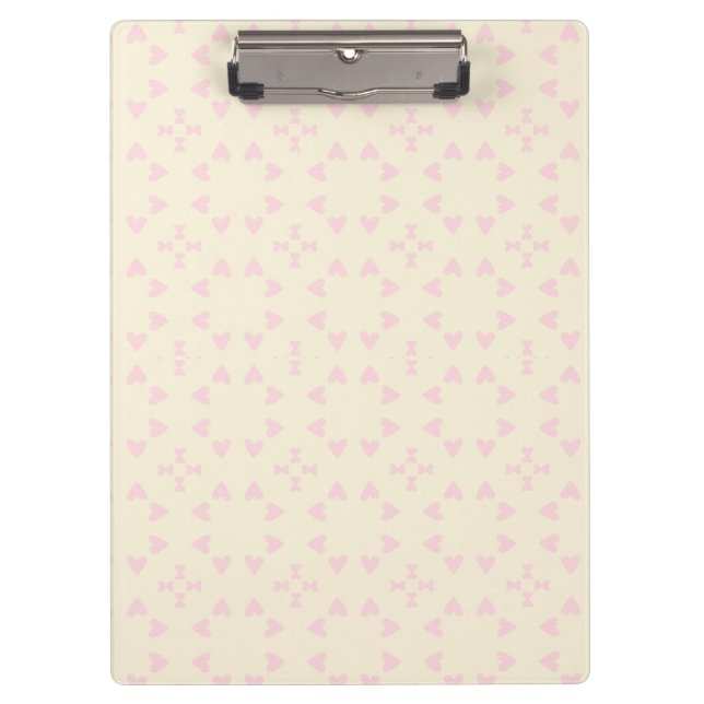 Soft Pink Heart Pattern – Cute Aesthetic Seamless  Clipboard (Front)