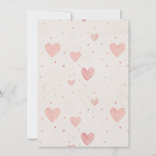 Soft Pink Hearts Flat Card (Front)