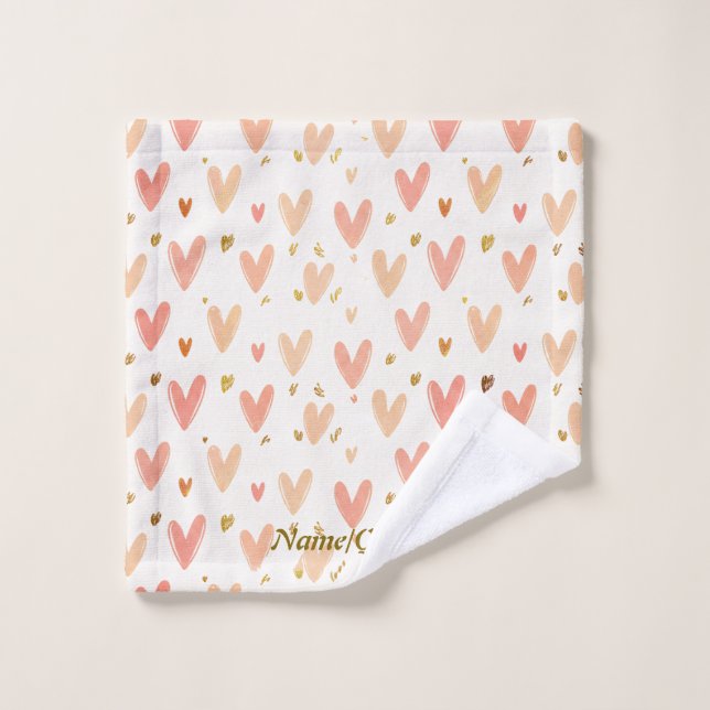 Soft Pink Hearts Seamless Pattern (Gant de toilette)