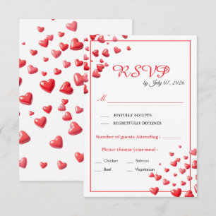 Soft Pink Hearts Wedding RSVP Card