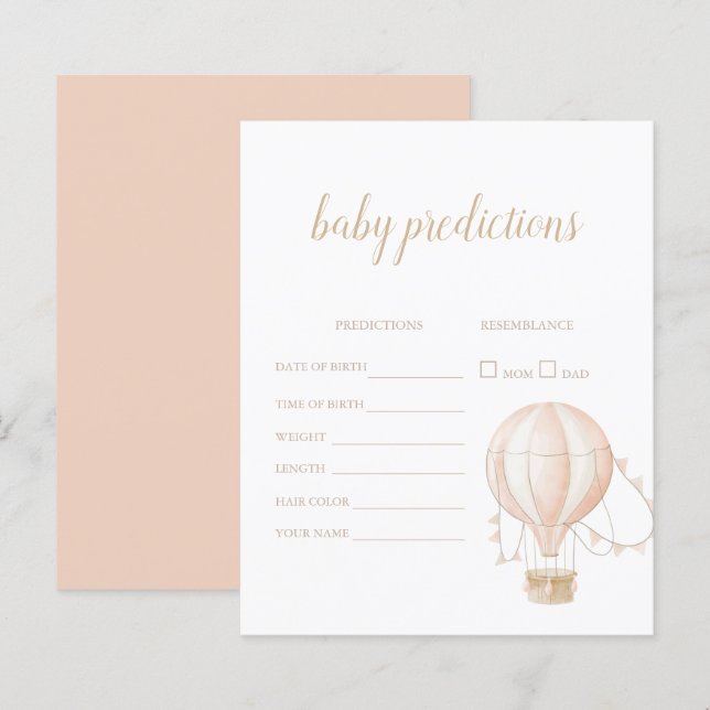 Soft-Pink Hot Air Balloon Prediction Game Card (Front/Back)