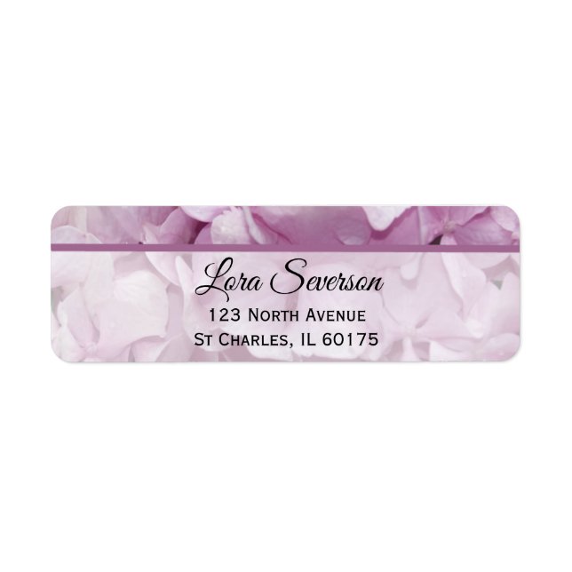 Soft Pink Hydrangea Flower Return Address (Front)