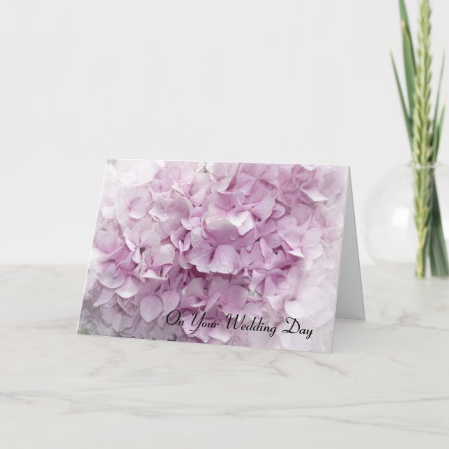 Soft Pink Hydrangea Wedding Day Card (Front)
