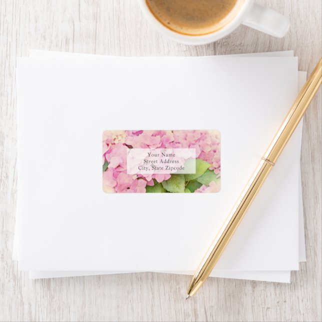 Soft Pink Hydrangeas Label (Insitu)