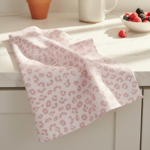 Soft Pink Leopard Print, Modern Boho Kitchen Decor Towel
