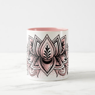 Soft Pink Lotus Mandala Tea Hot Cocoa Chocolate Two-Tone Coffee Mug