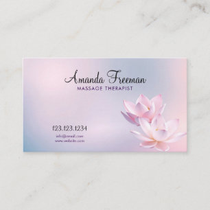 Soft Pink Lotus Serene Gradient Massage Therapy Business Card