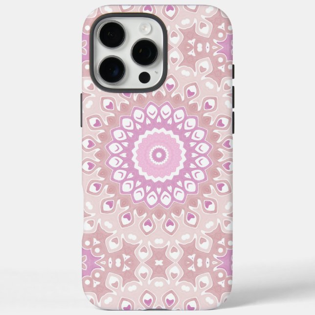 Soft Pink Mandala with Heart and Petal Motifs Case-Mate iPhone Case (Back)