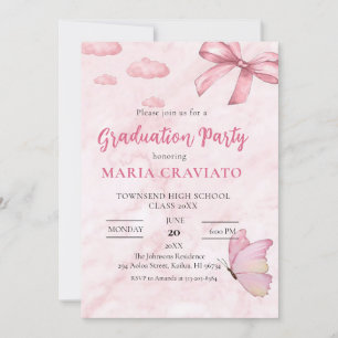 Soft Pink Marble Graduation Party Invitation