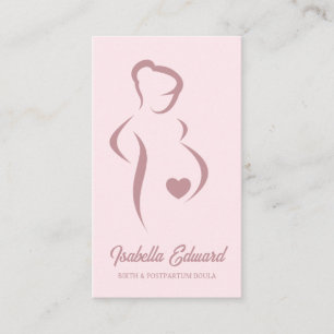 Soft Pink Maternity Doula Identity Illustration Business Card