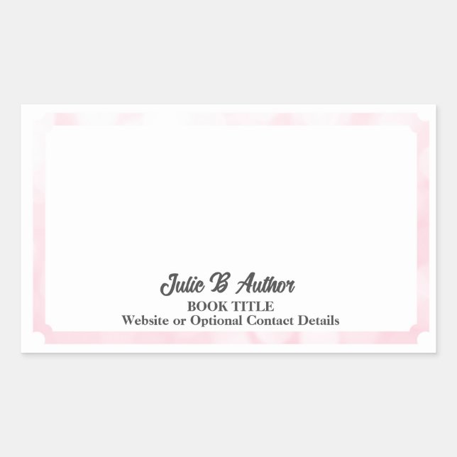 Soft Pink Minimalist Custom Author Bookplate Sticker (Front)