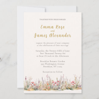 Soft Pink Minimalist Floral Wedding Invitation