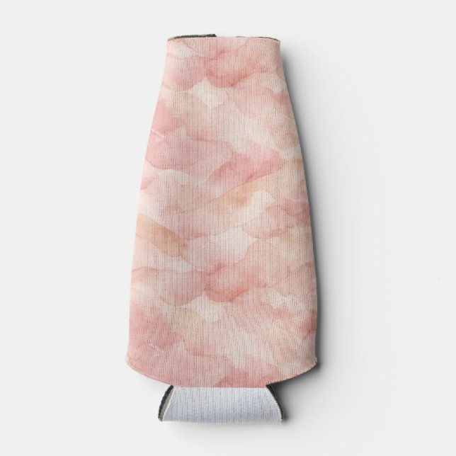 Soft Pink Modern Abstract Design Pattern Bottle Cooler (Front)
