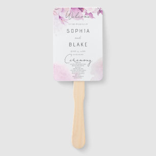 Soft Pink Modern Boho Floral Wedding Program Hand Fan