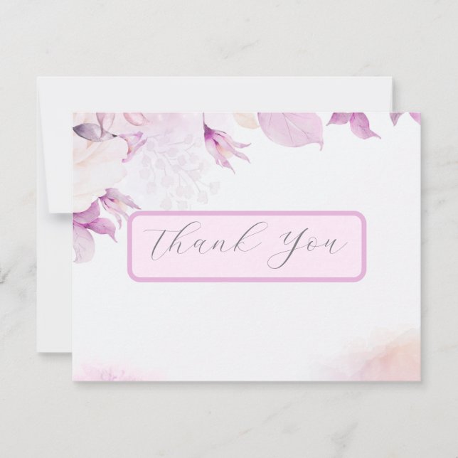 Soft Pink Modern Boho Wedding Thank You Card (Front)