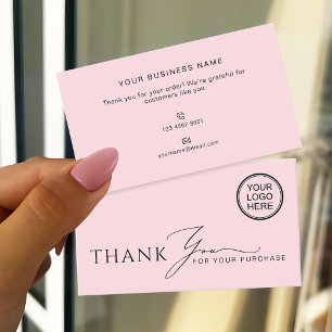 Soft Pink Modern Boutique Shop Thank You Business Card