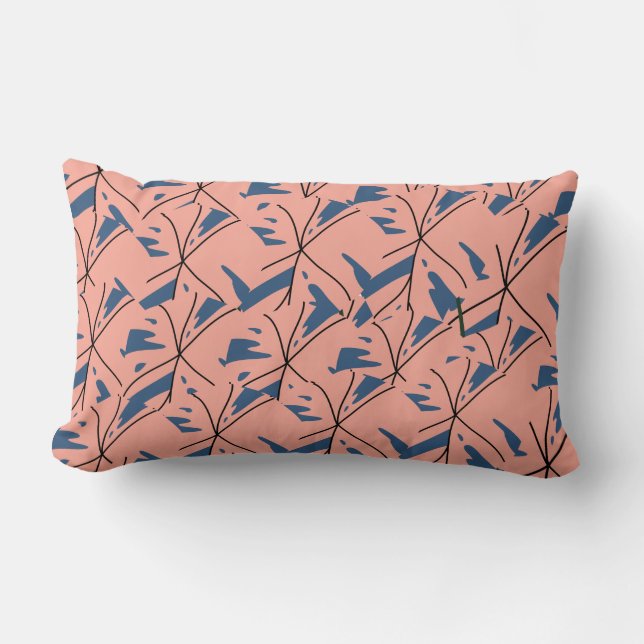  - Soft Pink & Nav Lumbar Pillow (Front)