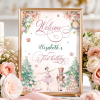 Soft Pink Nutcracker Ballet Birthday Party Welcome