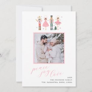 Soft Pink Nutcracker Christmas Photo Holiday Card