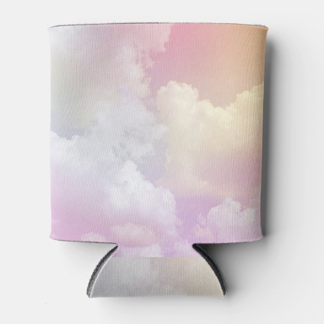 Soft Pink Orange Sky: Fluffy Can Cooler (Front)