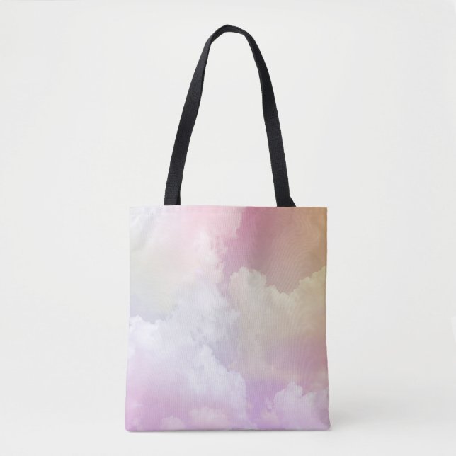 Soft Pink Orange Sky: Fluffy Tote Bag (Front)
