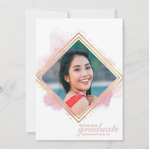 Soft Pink Pastel and Gold Diamond Graduation Invit Invitation