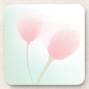 Soft Pink Pastel Tulips Wedding Coaster