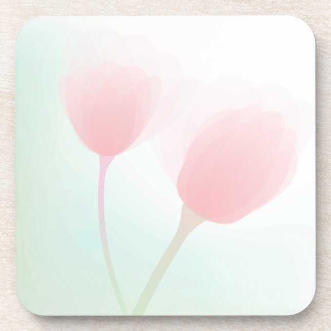 Soft Pink Pastel Tulips Wedding Coaster (Front)