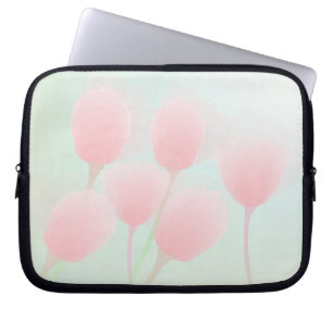 Soft Pink Pastel Tulips Wedding Laptop Sleeve