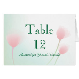Soft Pink Pastel Tulips Wedding Table Number