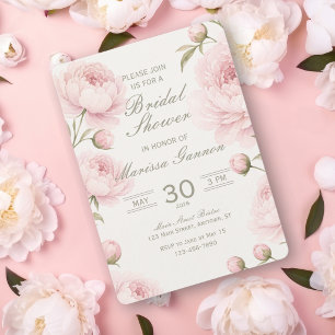 Soft Pink Peony Bridal Shower Invitation