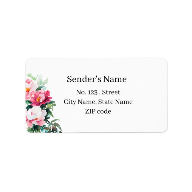 Soft Pink Peony & Eucalyptus Floral Return Address Label (Front)