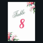 Soft Pink Peony & Eucalyptus Floral Wedding  Table Number<br><div class="desc">Add a touch of elegance to your reception tables with these beautiful table number cards. Featuring romantic pink peonies in the corners and sophisticated sage green script,  these double-sided cards are the perfect addition to a spring,  summer,  or garden-themed wedding reception. Easy to customize with your specific table count.</div>