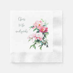 Soft Pink Peony & Sage Green Beautiful Wedding Napkin